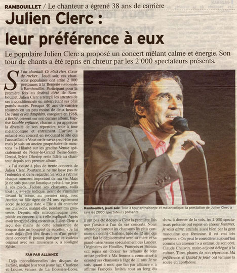 Julien Clerc concert &agrave; Rambouillet